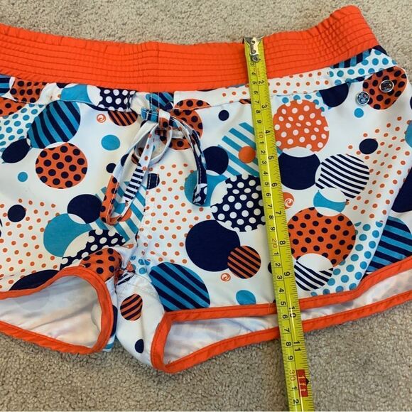 POWDER room orange blue polkadot circle board shorts Sz 9 - Picture 7 of 9